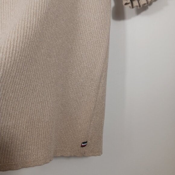 Tommie Hilfiger, NWT, Large, Short Sleeve Sweater, Metallic Gold, Neutral - Picture 7 of 16